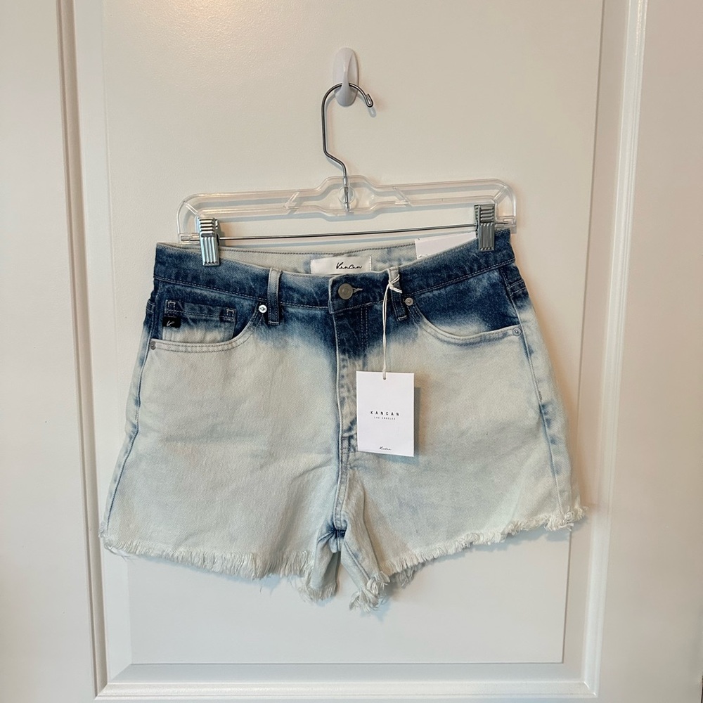 Women's Blue Ombre Denim Shorts, Large